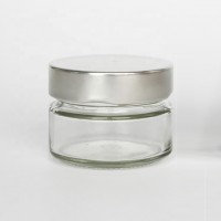 Food Storage Bottles & Jars 4oz Empty Clear Transparent Glass Round Caviar Jar Honey Jar With Metal Lids