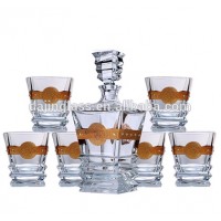 Wholesale Amazon Hot Sale Glass Engraved Square Crystal Whiskey Decanter/Whiskey Glasses Set