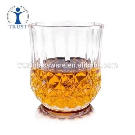 Wholesale China Factory Machine Made Modern Style Cheap 310ml Embossed Round Whiskey Glass