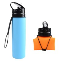 Custom wholesale 600ml portable bpa free silicone sport water bottle with straw,custom waterbottle