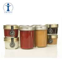 Wholesale Jam Food Safety Storage Customized Logo Metal Lid Clear Honey Glass Jar