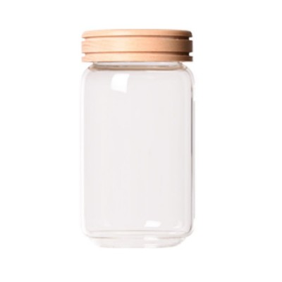 New Design items airtight food Packing glass jar with wooden Screw top Lid